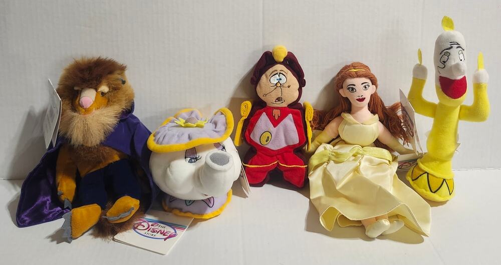 Disney Store Beauty and the Beast Mini Bean Bag Plush Lot of 5 With Tags